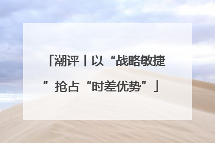 潮评丨以“战略敏捷”抢占“时差优势”